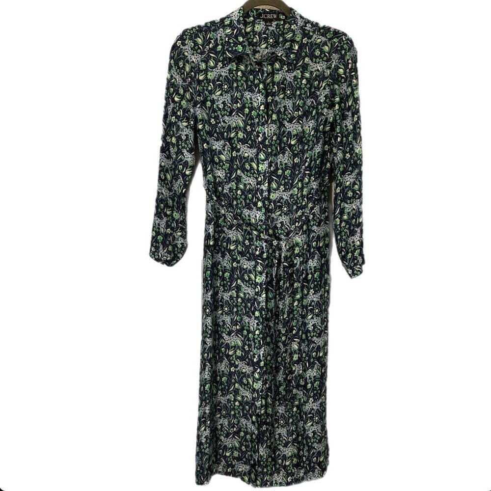 J. Crew Button Front Midi Dress Fauna Floral Women’s Size 6 Boho Wood Romantic